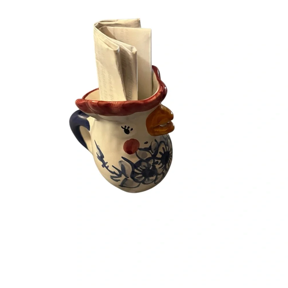 Vintage Italian Ceramic Chicken Pitcher by Giovanni Vietri From Italy